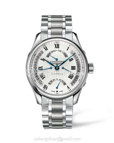 Longines Master Collection 44 Retrograde Stainless Steel / Silver-Roman / Bracelet L2.717.4.71.6 Longines Master Collection 44 Retrograde Stainless Steel / Silver-Roman / Bracelet L2.717.4.71.6