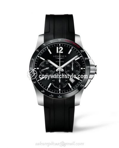 Longines Conquest Chronograph Automatic 41mm Ceramic Rubber L2.744.4.56.2 Longines Conquest Chronograph Automatic 41mm Ceramic Rubber L2.744.4.56.2