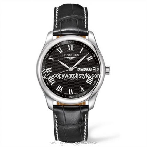 Longines Master Collection 38.5 Day Date Stainless Steel / Black-Roman / Alligator L2.755.4.51.7 Longines Master Collection 38.5 Day Date Stainless Steel / Black-Roman / Alligator L2.755.4.51.7