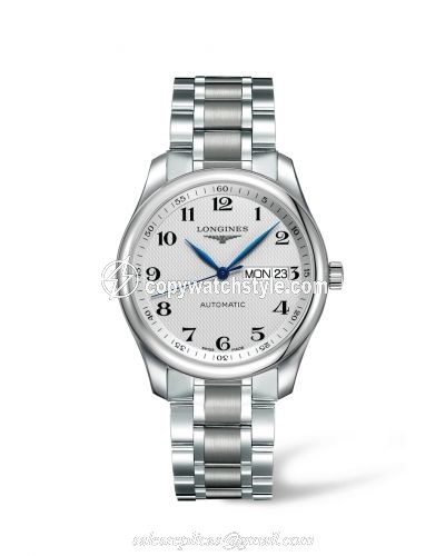 Longines Master Collection 38.5 Day Date Stainless Steel / Silver-Arabic / Bracelet L2.755.4.78.6 Longines Master Collection 38.5 Day Date Stainless Steel / Silver-Arabic / Bracelet L2.755.4.78.6
