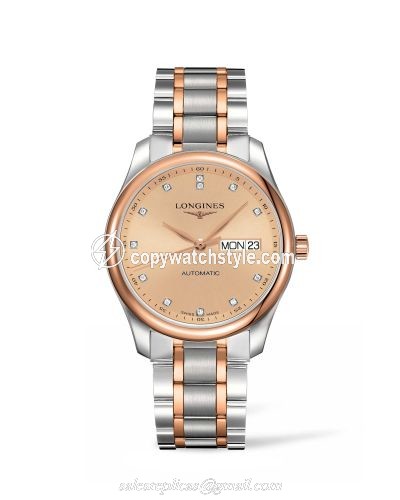Longines Master Collection 38.5 Day Date Stainless Steel / Pink Gold / Pink-Diamond / Bracelet L2.755.5.99.7 Longines Master Collection 38.5 Day Date Stainless Steel / Pink Gold / Pink-Diamond / Bracelet L2.755.5.99.7