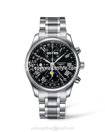 Longines Master Collection 42 Chronograph Calendar Stainless Steel / Black-Roman / Bracelet L2.773.4.51.6 Longines Master Collection 42 Chronograph Calendar Stainless Steel / Black-Roman / Bracelet L2.773.4.51.6