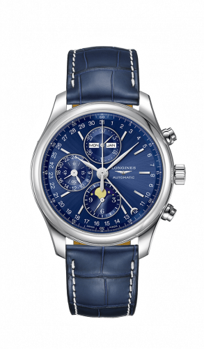 Longines Master Collection 42 Chronograph Calendar Stainless Steel / Blue / Strap L2.773.4.92.0 Longines Master Collection 42 Chronograph Calendar Stainless Steel / Blue / Strap L2.773.4.92.0