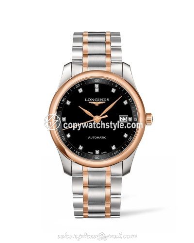 Longines Master Collection 40 Date Stainless Steel / Pink Gold / Black-Diamond / Bracelet L2.793.5.57.7 Longines Master Collection 40 Date Stainless Steel / Pink Gold / Black-Diamond / Bracelet L2.793.5.57.7