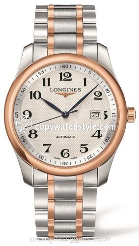 Longines Master Collection 40 Date Stainless Steel / Pink Gold / Silver-Arabic Bracelet L2.793.5.79.7