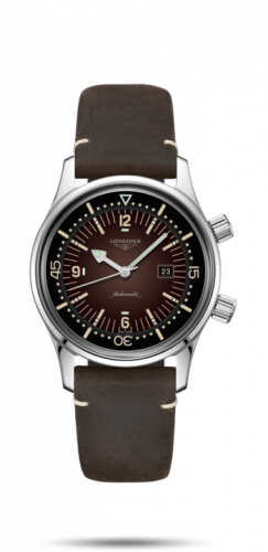 Longines Legend Diver 36 Stainless Steel / Brown / Strap L3.374.4.60.0 Longines Legend Diver 36 Stainless Steel / Brown / Strap L3.374.4.60.0