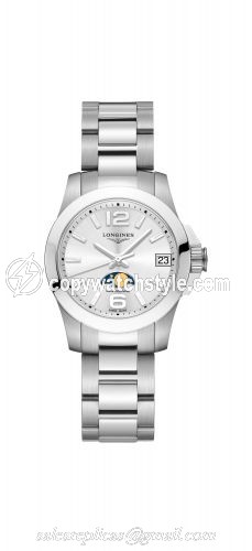 Longines Conquest 29.5 Quartz Moonphase Stainless Steel / Black / Bracelet L3.380.4.76.6 Longines Conquest 29.5 Quartz Moonphase Stainless Steel / Black / Bracelet L3.380.4.76.6