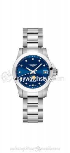 Longines Conquest 29.5 Quartz Moonphase Stainless Steel / Blue / Bracelet L3.380.4.97.6 Longines Conquest 29.5 Quartz Moonphase Stainless Steel / Blue / Bracelet L3.380.4.97.6