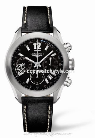 Longines GrandeVitesse Chronograph Black Leather L3.635.4.56.2