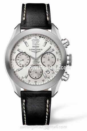 Longines GrandeVitesse Chronograph Silver Leather L3.635.4.76.2