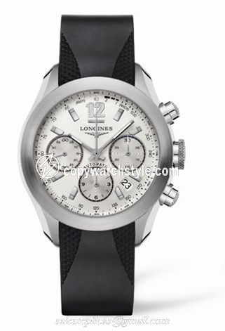 Longines GrandeVitesse Chronograph Silver Rubber L3.635.4.76.9 Longines GrandeVitesse Chronograph Silver Rubber L3.635.4.76.9