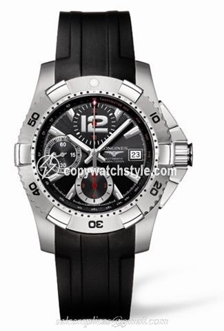 Longines Hydroconquest Chronograph Tachymeter Black Rubber L3.651.4.56.2