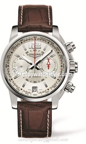 Longines Admiral Chronograph Silver Brown Strap L3.666.4.76.3 Longines Admiral Chronograph Silver Brown Strap L3.666.4.76.3