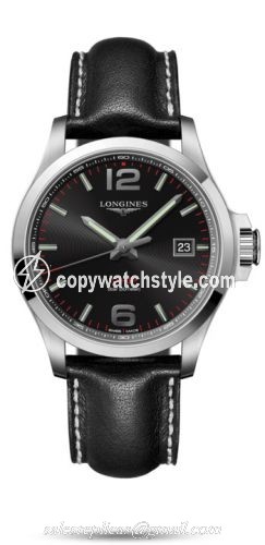 Longines Conquest V.H.P. 43 Stainless Steel / Black / Leather L3.726.4.56.3