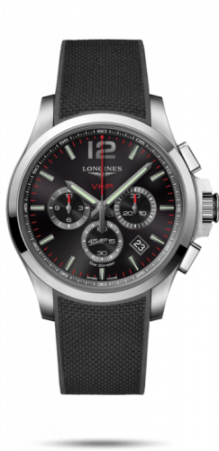 Longines Conquest V.H.P. Chronograph 44 Stainless Steel / Black / Rubber L3.727.4.56.9 Longines Conquest V.H.P. Chronograph 44 Stainless Steel / Black / Rubber L3.727.4.56.9
