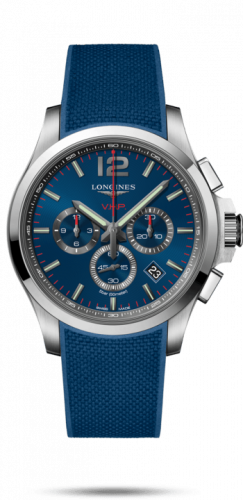 Longines Conquest V.H.P. Chronograph 44 Stainless Steel / Blue / Rubber L3.727.4.96.9