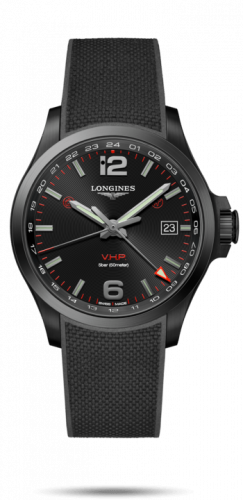 Longines Conquest V.H.P. GMT 43 PVD / Black / Rubber L3.728.2.56.9 Longines Conquest V.H.P. GMT 43 PVD / Black / Rubber L3.728.2.56.9