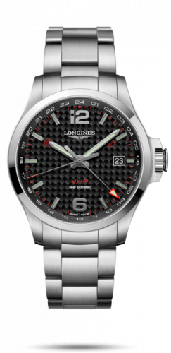 Longines Conquest V.H.P. GMT 43 Stainless Steel / Carbon / Bracelet L3.728.4.66.6 Longines Conquest V.H.P. GMT 43 Stainless Steel / Carbon / Bracelet L3.728.4.66.6