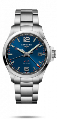 Longines Conquest V.H.P. GMT 43 Stainless Steel / Blue / Bracelet L3.728.4.96.6 Longines Conquest V.H.P. GMT 43 Stainless Steel / Blue / Bracelet L3.728.4.96.6