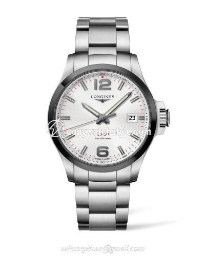 Longines Conquest V.H.P. 43 Stainless Steel / Ceramic / Silver / Bracelet L3.729.4.76.6 Longines Conquest V.H.P. 43 Stainless Steel / Ceramic / Silver / Bracelet L3.729.4.76.6