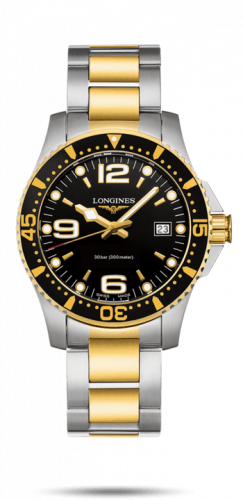 Longines HydroConquest 41 Quartz Stainless Steel / Yellow Gold / Black / Bracelet L3.740.3.56.7 Longines HydroConquest 41 Quartz Stainless Steel / Yellow Gold / Black / Bracelet L3.740.3.56.7