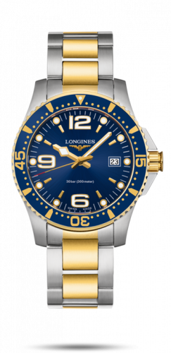 Longines HydroConquest 41 Quartz Stainless Steel / Yellow Gold / Blue / Bracelet L3.740.3.96.7 Longines HydroConquest 41 Quartz Stainless Steel / Yellow Gold / Blue / Bracelet L3.740.3.96.7