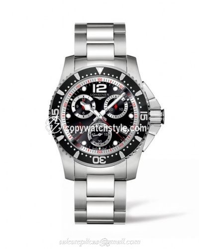 Longines Hydroconquest 41 Quartz Chronograph Stainless Steel / Black / Bracelet L3.743.4.56.6 Longines Hydroconquest 41 Quartz Chronograph Stainless Steel / Black / Bracelet L3.743.4.56.6