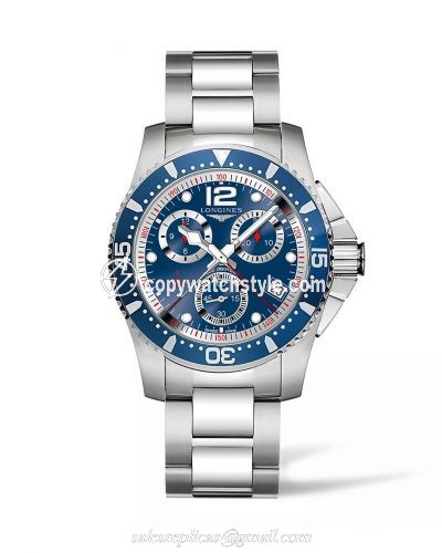 Longines Hydroconquest 41 Quartz Chronograph Stainless Steel / Blue / Bracelet L3.743.4.96.6