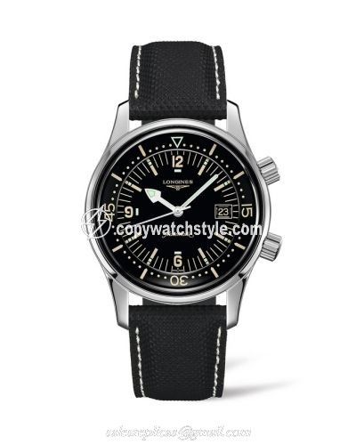 Longines Legend Diver Date Stainless Steel / Black / Calf L3.774.4.50.0 Longines Legend Diver Date Stainless Steel / Black / Calf L3.774.4.50.0