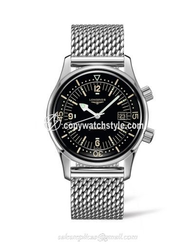 Longines Legend Diver Date Stainless Steel / Black / Milanese L3.774.4.50.6 Longines Legend Diver Date Stainless Steel / Black / Milanese L3.774.4.50.6