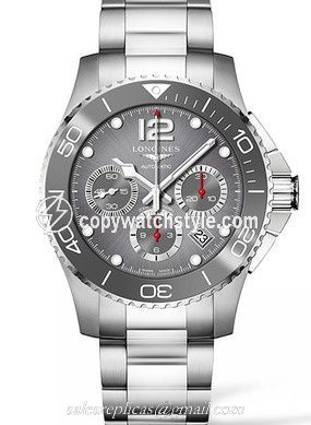 Longines HydroConquest 43 Automatic Chronograph Stainless Steel / Ceramic / Grey / Bracelet L3.883.4.76.6 Longines HydroConquest 43 Automatic Chronograph Stainless Steel / Ceramic / Grey / Bracelet L3.883.4.76.6