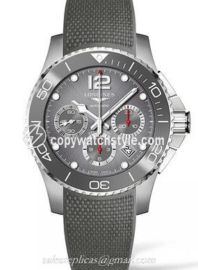 Longines HydroConquest 43 Automatic Chronograph Stainless Steel / Ceramic / Grey / Rubber L3.883.4.76.9 Longines HydroConquest 43 Automatic Chronograph Stainless Steel / Ceramic / Grey / Rubber L3.883.4.76.9