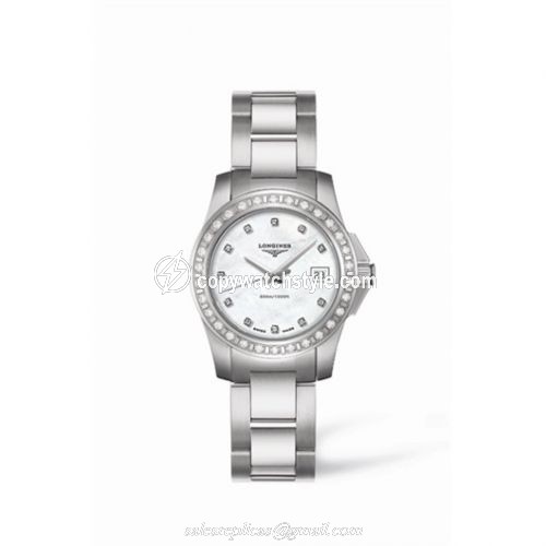 Longines Conquest 29.5 Quartz Stainless Steel Diamond Bezel L3.258.0.88.6 Longines Conquest 29.5 Quartz Stainless Steel Diamond Bezel L3.258.0.88.6