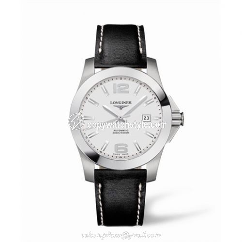 Longines Conquest Automatic 41mm Silver Leather L3.658.4.76.0 Longines Conquest Automatic 41mm Silver Leather L3.658.4.76.0