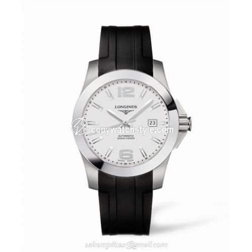 Longines Conquest Automatic 41mm Silver Rubber L3.658.4.76.2 Longines Conquest Automatic 41mm Silver Rubber L3.658.4.76.2