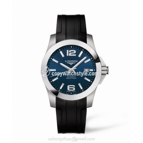 Longines Conquest Automatic 41mm Blue Rubber L3.658.4.96.2