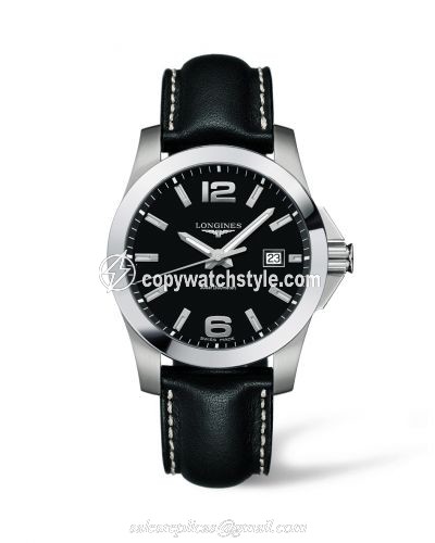 Longines Conquest Quartz 41mm Black Leather L3.659.4.58.3 Longines Conquest Quartz 41mm Black Leather L3.659.4.58.3