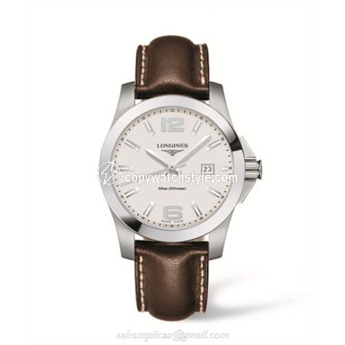 Longines Conquest Quartz 41mm Silver Leather L3.659.4.76.5 Longines Conquest Quartz 41mm Silver Leather L3.659.4.76.5