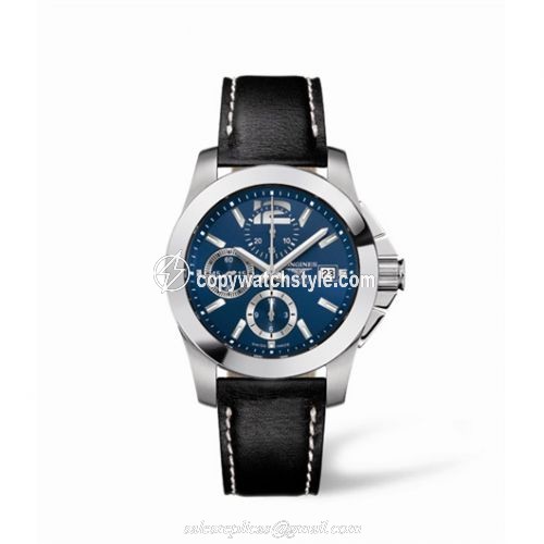 Longines Conquest Chronograph Blue Leather L3.662.4.96.0 Longines Conquest Chronograph Blue Leather L3.662.4.96.0