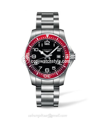 Longines Hydroconquest Quartz 39 Black / Red L3.688.4.59.6 Longines Hydroconquest Quartz 39 Black / Red L3.688.4.59.6