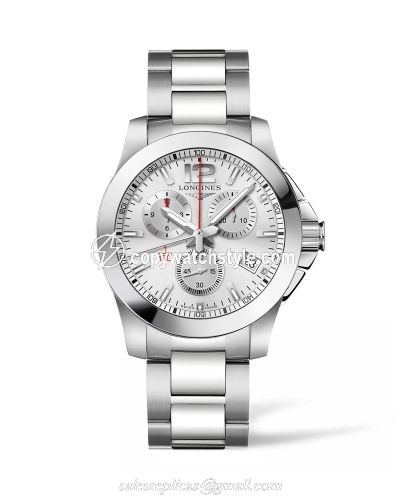 Longines Conquest Chronograph Quartz 41 Stainless Steel / Silver / Bracelet L3.700.4.76.6