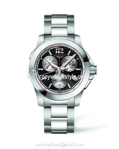 Longines Conquest Chronograph Quartz Jumping 41 Stainless Steel / Black / Bracelet L3.701.4.56.6 Longines Conquest Chronograph Quartz Jumping 41 Stainless Steel / Black / Bracelet L3.701.4.56.6