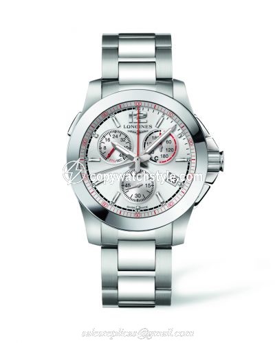 Longines Conquest Chronograph Quartz Jumping 41 Stainless Steel / Silver / Bracelet L3.701.4.76.6 Longines Conquest Chronograph Quartz Jumping 41 Stainless Steel / Silver / Bracelet L3.701.4.76.6