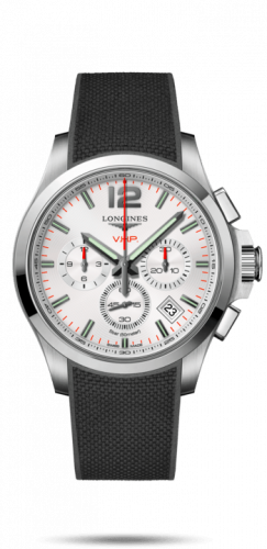 Longines Conquest V.H.P. Chronograph 42 Stainless Steel / Silver / Rubber L3.717.4.76.9 Longines Conquest V.H.P. Chronograph 42 Stainless Steel / Silver / Rubber L3.717.4.76.9