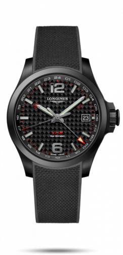 Longines Conquest V.H.P. GMT 41 PVD / Carbon / Rubber L3.718.2.66.9 Longines Conquest V.H.P. GMT 41 PVD / Carbon / Rubber L3.718.2.66.9