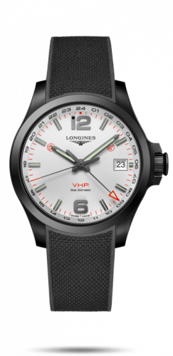 Longines Conquest V.H.P. GMT 41 PVD / Silver / Rubber L3.718.2.76.9 Longines Conquest V.H.P. GMT 41 PVD / Silver / Rubber L3.718.2.76.9