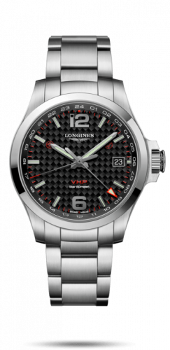 Longines Conquest V.H.P. GMT 41 Stainless Steel / Carbon / Bracelet L3.718.4.66.6 Longines Conquest V.H.P. GMT 41 Stainless Steel / Carbon / Bracelet L3.718.4.66.6