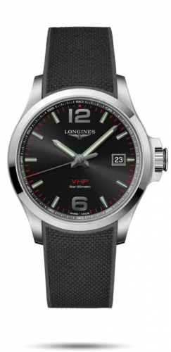 Longines Conquest V.H.P. 43 Stainless Steel / Black / Rubber L3.726.4.56.9 Longines Conquest V.H.P. 43 Stainless Steel / Black / Rubber L3.726.4.56.9