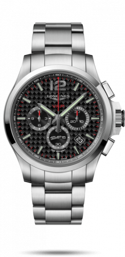 Longines Conquest V.H.P. Chronograph 44 Stainless Steel / Carbon / Bracelet L3.727.4.66.6 Longines Conquest V.H.P. Chronograph 44 Stainless Steel / Carbon / Bracelet L3.727.4.66.6