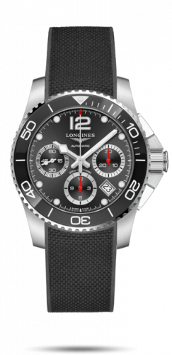 Longines HydroConquest 41 Automatic Chronograph Stainless Steel / Ceramic / Black / Rubber L3.783.4.56.9 Longines HydroConquest 41 Automatic Chronograph Stainless Steel / Ceramic / Black / Rubber L3.783.4.56.9